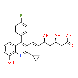 ChemSpider 2D Image | (3R,5S,6E)-7-[2-Cyclopropyl-4-(4-fluorophenyl)-8-hydroxy-3-quinolinyl]-3,5-dihydroxy-6-heptenoic acid | C25H24FNO5