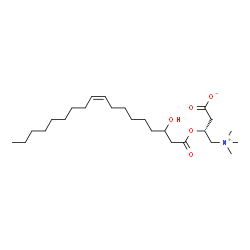 ChemSpider 2D Image | (3R)-3-{[(9Z)-3-Hydroxy-9-octadecenoyl]oxy}-4-(trimethylammonio)butanoate | C25H47NO5