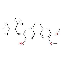 ChemSpider 2D Image | (2S,3S,11bS)-9,10-Dimethoxy-3-[2-(~2~H_3_)methyl(3,3,3-~2~H_3_)propyl]-1,3,4,6,7,11b-hexahydro-2H-pyrido[2,1-a]isoquinolin-2-ol | C19H23D6NO3