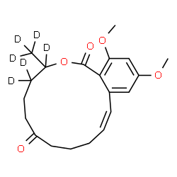 ChemSpider 2D Image | (11Z)-14,16-Dimethoxy-3-(~2~H_3_)methyl(3,4,4-~2~H_3_)-3,4,5,6,9,10-hexahydro-1H-2-benzoxacyclotetradecine-1,7(8H)-dione | C20H20D6O5