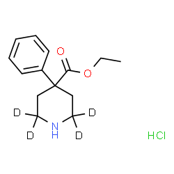 ChemSpider 2D Image | Ethyl 4-phenyl-4-(2,2,6,6-~2~H_4_)piperidinecarboxylate hydrochloride (1:1) | C14H16D4ClNO2