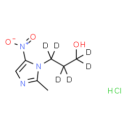 ChemSpider 2D Image | 3-(2-Methyl-5-nitro-1H-imidazol-1-yl)-1-(~2~H_6_)propanol hydrochloride (1:1) | C7H6D6ClN3O3