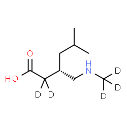 ChemSpider 2D Image | (3S)-5-Methyl-3-{[(~2~H_3_)methylamino]methyl}(2,2-~2~H_2_)hexanoic acid | C9H14D5NO2