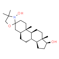ChemSpider 2D Image | (5S,8R,9S,10S,13S,14S,17S)-4',4',10,13-Tetramethylhexadecahydro-3'H-spiro[cyclopenta[a]phenanthrene-3,2'-[1,3]oxazolidine]-3',17-diol | C23H39NO3