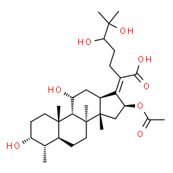 ChemSpider 2D Image | (3alpha,4alpha,5alpha,8alpha,9beta,11alpha,13alpha,14beta,16beta,17Z)-16-Acetoxy-3,11,24,25-tetrahydroxy-4,8,14-trimethyl-18-norcholest-17-en-21-oic acid | C31H50O8