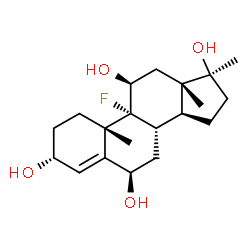 ChemSpider 2D Image | 9-fluoro-17?-methylandrost-4-ene-3?,6?,11?,17?-tetrol | C20H31FO4