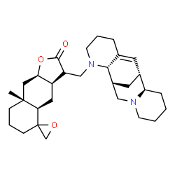 ChemSpider 2D Image | (3aR,4aR,8aR,9aR)-3-[(2S,9R,10R)-3,15-Diazatetracyclo[7.7.1.0~2,7~.0~10,15~]heptadec-7-en-3-ylmethyl]-8a-methyldecahydro-2H-spiro[naphtho[2,3-b]furan-5,2'-oxiran]-2-one | C30H44N2O3