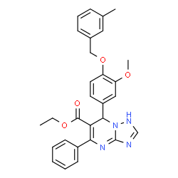 ChemSpider 2D Image | ethyl 7-(3-methoxy-4-(3-methylbenzyloxy)phenyl)-5-phenyl-4,7-dihydro-[1,2,4]triazolo[1,5-a]pyrimidine-6-carboxylate | C29H28N4O4