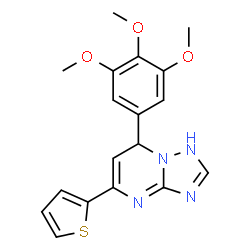 ChemSpider 2D Image | 5-(2-Thienyl)-7-(3,4,5-trimethoxyphenyl)-1,7-dihydro[1,2,4]triazolo[1,5-a]pyrimidine | C18H18N4O3S