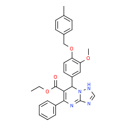 ChemSpider 2D Image | ethyl 7-(3-methoxy-4-(4-methylbenzyloxy)phenyl)-5-phenyl-4,7-dihydro-[1,2,4]triazolo[1,5-a]pyrimidine-6-carboxylate | C29H28N4O4