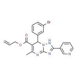 ChemSpider 2D Image | Allyl 7-(3-bromophenyl)-5-methyl-2-(3-pyridinyl)-1,7-dihydro[1,2,4]triazolo[1,5-a]pyrimidine-6-carboxylate | C21H18BrN5O2