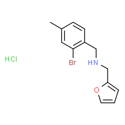 ChemSpider 2D Image | 1-(2-Bromo-4-methylphenyl)-N-(2-furylmethyl)methanamine hydrochloride (1:1) | C13H15BrClNO