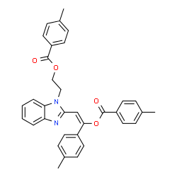 ChemSpider 2D Image | (E)-2-(1-{2-[(4-Methylbenzoyl)oxy]ethyl}-1H-benzimidazol-2-yl)-1-(4-methylphenyl)vinyl 4-methylbenzoate | C34H30N2O4