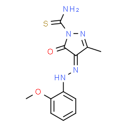 ChemSpider 2D Image | (4Z)-4-[(2-Methoxyphenyl)hydrazono]-3-methyl-5-oxo-4,5-dihydro-1H-pyrazole-1-carbothioamide | C12H13N5O2S
