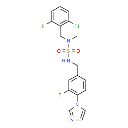 ChemSpider 2D Image | N-(2-Chloro-6-fluorobenzyl)-N'-[3-fluoro-4-(1H-imidazol-1-yl)benzyl]-N-methylsulfuric diamide | C18H17ClF2N4O2S