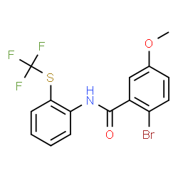 ChemSpider 2D Image | 2-Bromo-5-methoxy-N-{2-[(trifluoromethyl)sulfanyl]phenyl}benzamide | C15H11BrF3NO2S