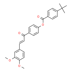 ChemSpider 2D Image | 4-[(2E)-3-(3,4-Dimethoxyphenyl)prop-2-enoyl]phenyl 4-tert-butylbenzoate | C28H28O5