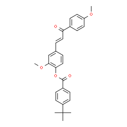 ChemSpider 2D Image | 2-Methoxy-4-[(1E)-3-(4-methoxyphenyl)-3-oxoprop-1-en-1-yl]phenyl 4-tert-butylbenzoate | C28H28O5