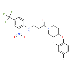 ChemSpider 2D Image | 1-[4-(2,4-Difluorophenoxy)-1-piperidinyl]-3-{[2-nitro-4-(trifluoromethyl)phenyl]amino}-1-propanone | C21H20F5N3O4