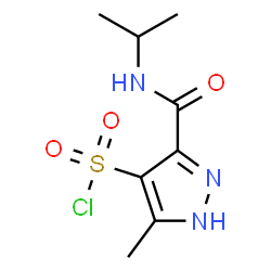 ChemSpider 2D Image | 3-(Isopropylcarbamoyl)-5-methyl-1H-pyrazole-4-sulfonyl chloride | C8H12ClN3O3S