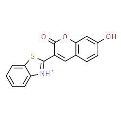ChemSpider 2D Image | 2-(7-Hydroxy-2-oxo-2H-chromen-3-yl)-1,3-benzothiazol-3-ium | C16H10NO3S