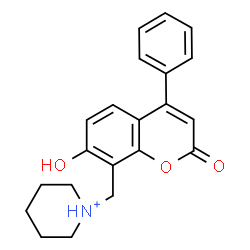 ChemSpider 2D Image | 1-[(7-Hydroxy-2-oxo-4-phenyl-2H-chromen-8-yl)methyl]piperidinium | C21H22NO3
