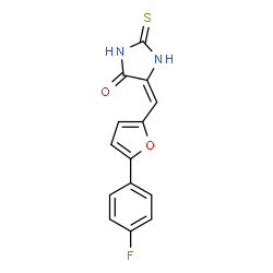 ChemSpider 2D Image | (5E)-5-{[5-(4-Fluorophenyl)-2-furyl]methylene}-2-thioxo-4-imidazolidinone | C14H9FN2O2S