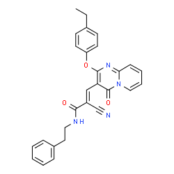 ChemSpider 2D Image | (2E)-2-Cyano-3-[2-(4-ethylphenoxy)-4-oxo-4H-pyrido[1,2-a]pyrimidin-3-yl]-N-(2-phenylethyl)acrylamide | C28H24N4O3