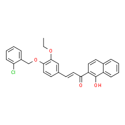 ChemSpider 2D Image | (2E)-3-{4-[(2-Chlorobenzyl)oxy]-3-ethoxyphenyl}-1-(1-hydroxy-2-naphthyl)-2-propen-1-one | C28H23ClO4
