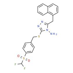 ChemSpider 2D Image | 3-({4-[(Difluoromethyl)sulfonyl]benzyl}sulfanyl)-5-(1-naphthylmethyl)-4H-1,2,4-triazol-4-amine | C21H18F2N4O2S2