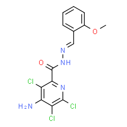 ChemSpider 2D Image | 4-Amino-3,5,6-trichloro-N'-[(E)-(2-methoxyphenyl)methylene]-2-pyridinecarbohydrazide | C14H11Cl3N4O2