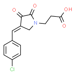 ChemSpider 2D Image | 3-[(4E)-4-(4-Chlorobenzylidene)-2,3-dioxo-1-pyrrolidinyl]propanoic acid | C14H12ClNO4
