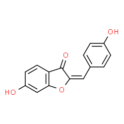 ChemSpider 2D Image | (2E)-6-Hydroxy-2-(4-hydroxybenzylidene)-1-benzofuran-3(2H)-one | C15H10O4