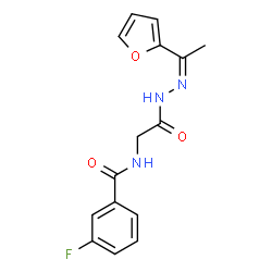 ChemSpider 2D Image | 3-Fluoro-N-(2-{(2Z)-2-[1-(2-furyl)ethylidene]hydrazino}-2-oxoethyl)benzamide | C15H14FN3O3