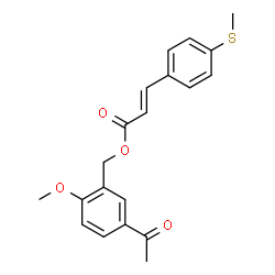 ChemSpider 2D Image | 5-Acetyl-2-methoxybenzyl (2E)-3-[4-(methylsulfanyl)phenyl]acrylate | C20H20O4S