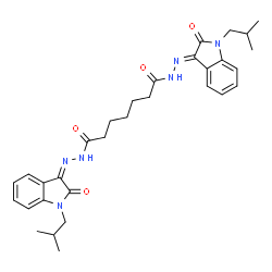 ChemSpider 2D Image | N'~1~-[(3E)-1-Isobutyl-2-oxo-1,2-dihydro-3H-indol-3-ylidene]-N'~7~-[(3Z)-1-isobutyl-2-oxo-1,2-dihydro-3H-indol-3-ylidene]heptanedihydrazide | C31H38N6O4