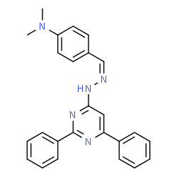 ChemSpider 2D Image | 4-{(Z)-[(2,6-Diphenyl-4-pyrimidinyl)hydrazono]methyl}-N,N-dimethylaniline | C25H23N5