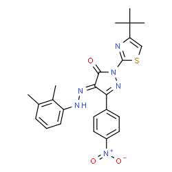 ChemSpider 2D Image | (4E)-2-(4-tert-Butyl-1,3-thiazol-2-yl)-4-[(2,3-dimethylphenyl)hydrazono]-5-(4-nitrophenyl)-2,4-dihydro-3H-pyrazol-3-one | C24H24N6O3S