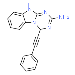 ChemSpider 2D Image | 4-(Phenylethynyl)-4,10-dihydro[1,3,5]triazino[1,2-a]benzimidazol-2-amine | C17H13N5