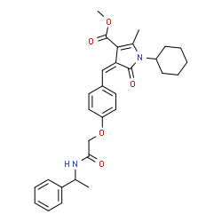 ChemSpider 2D Image | Methyl (4Z)-1-cyclohexyl-2-methyl-5-oxo-4-(4-{2-oxo-2-[(1-phenylethyl)amino]ethoxy}benzylidene)-4,5-dihydro-1H-pyrrole-3-carboxylate | C30H34N2O5