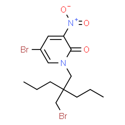 ChemSpider 2D Image | 5-Bromo-1-[2-(bromomethyl)-2-propylpentyl]-3-nitro-2(1H)-pyridinone | C14H20Br2N2O3