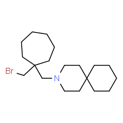 ChemSpider 2D Image | 3-{[1-(Bromomethyl)cycloheptyl]methyl}-3-azaspiro[5.5]undecane | C19H34BrN