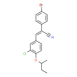 ChemSpider 2D Image | (2Z)-2-(4-Bromophenyl)-3-(4-sec-butoxy-3-chlorophenyl)acrylonitrile | C19H17BrClNO