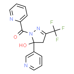 ChemSpider 2D Image | 2-Pyrazolin-5-ol, 3-trifluoromethyl-5-(3-pyridyl)-1-(2-pyridylcarbonyl)- | C15H11F3N4O2