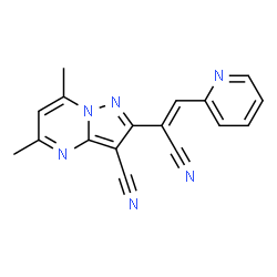 ChemSpider 2D Image | 2-[(Z)-1-Cyano-2-(2-pyridinyl)vinyl]-5,7-dimethylpyrazolo[1,5-a]pyrimidine-3-carbonitrile | C17H12N6