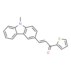 ChemSpider 2D Image | (2E)-3-(9-Methyl-9H-carbazol-3-yl)-1-(2-thienyl)-2-propen-1-one | C20H15NOS