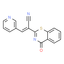 ChemSpider 2D Image | (2E)-2-(4-Oxo-4H-1,3-benzothiazin-2-yl)-3-(3-pyridinyl)acrylonitrile | C16H9N3OS