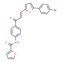 ChemSpider 2D Image | N-(4-{(2E)-3-[5-(4-Bromophenyl)-2-furyl]-2-propenoyl}phenyl)-2-furamide | C24H16BrNO4