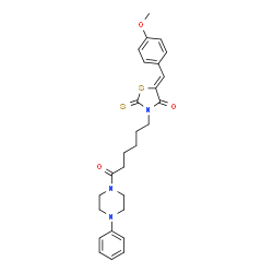 ChemSpider 2D Image | (5Z)-5-(4-Methoxybenzylidene)-3-[6-oxo-6-(4-phenyl-1-piperazinyl)hexyl]-2-thioxo-1,3-thiazolidin-4-one | C27H31N3O3S2