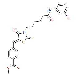 ChemSpider 2D Image | Methyl 4-[(Z)-(3-{6-[(3-bromophenyl)amino]-6-oxohexyl}-4-oxo-2-thioxo-1,3-thiazolidin-5-ylidene)methyl]benzoate | C24H23BrN2O4S2